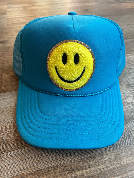 Electric Blue with Yellow Smiley