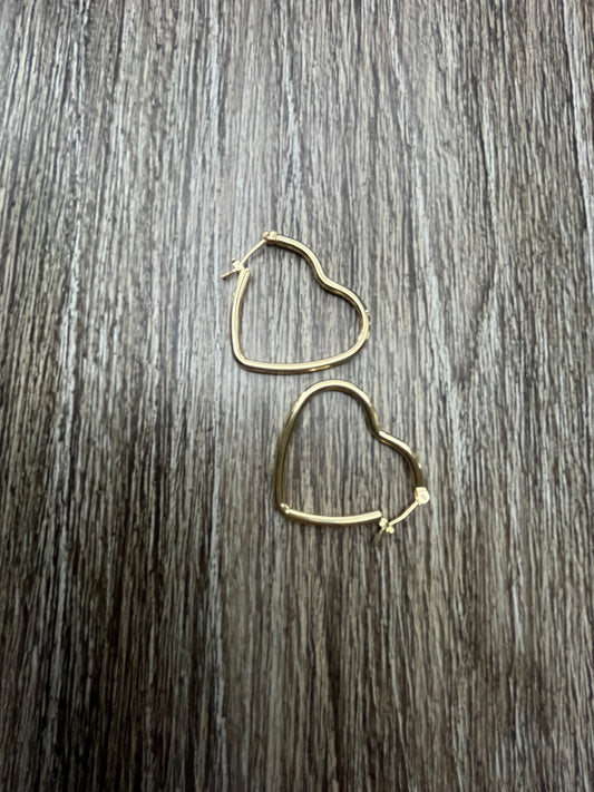 14K Gold-Dipped Heart Hoop Pin Catch Earring