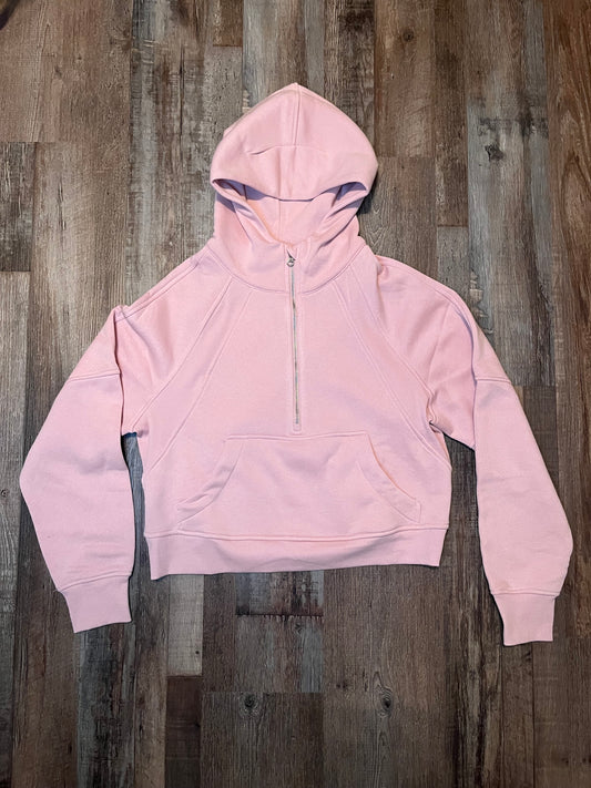 Pink French Terry Cropped Hoodie